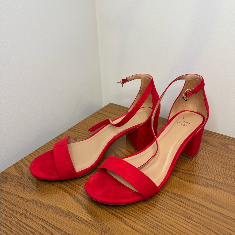 Elegant Red Block Heels